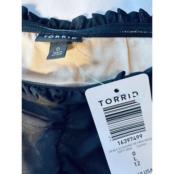 NWT Torrid Black Rouched Blouse Top Off Shoulder SZ LG 12 Dressy Witchy Core - Picture 6 of 10